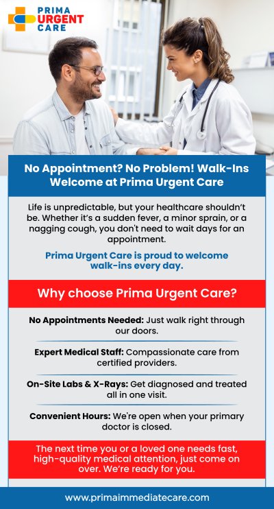 Prima Urgent Care Walk-Ins Welcome in Fairfax, VA Prima Urgent Care Walk-Ins Welcome in Fairfax, VA